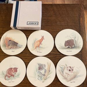 New Jason Round Coasters Australian Animals Set of 6 NOS New Zealand Cork